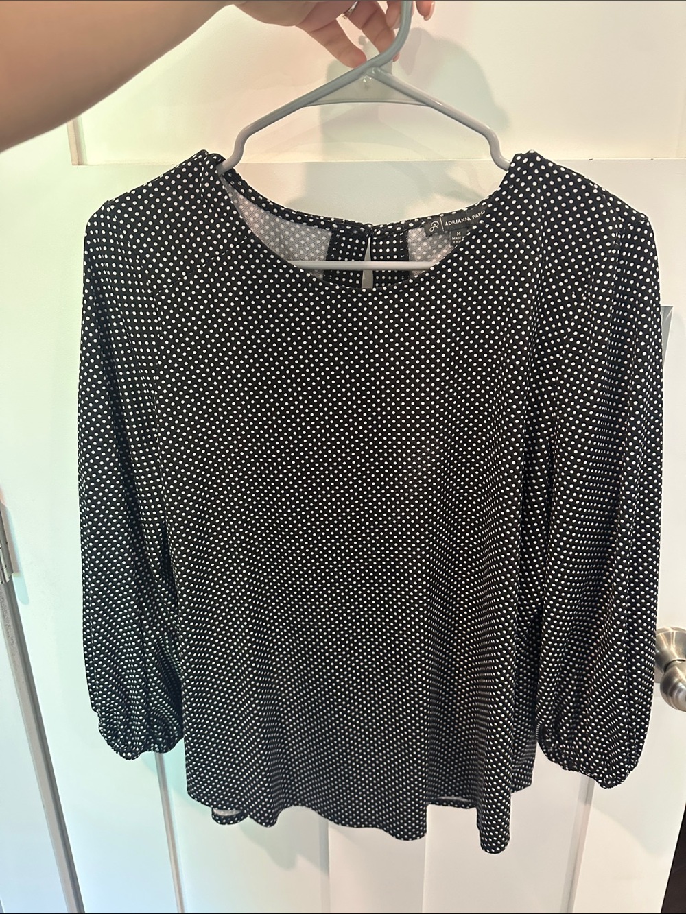 Adrianna Papell Black and White Polka Dot Blouse
